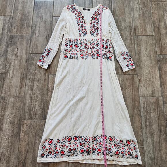 Antik Batik Daylee Long Dress Size M Floral Embroidered Boho Maxi V-Neck Boho - Picture 2 of 14